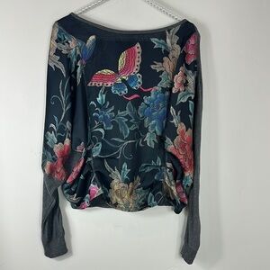 Anthropologie TINY Black Floral Butterfly Boho Top Small